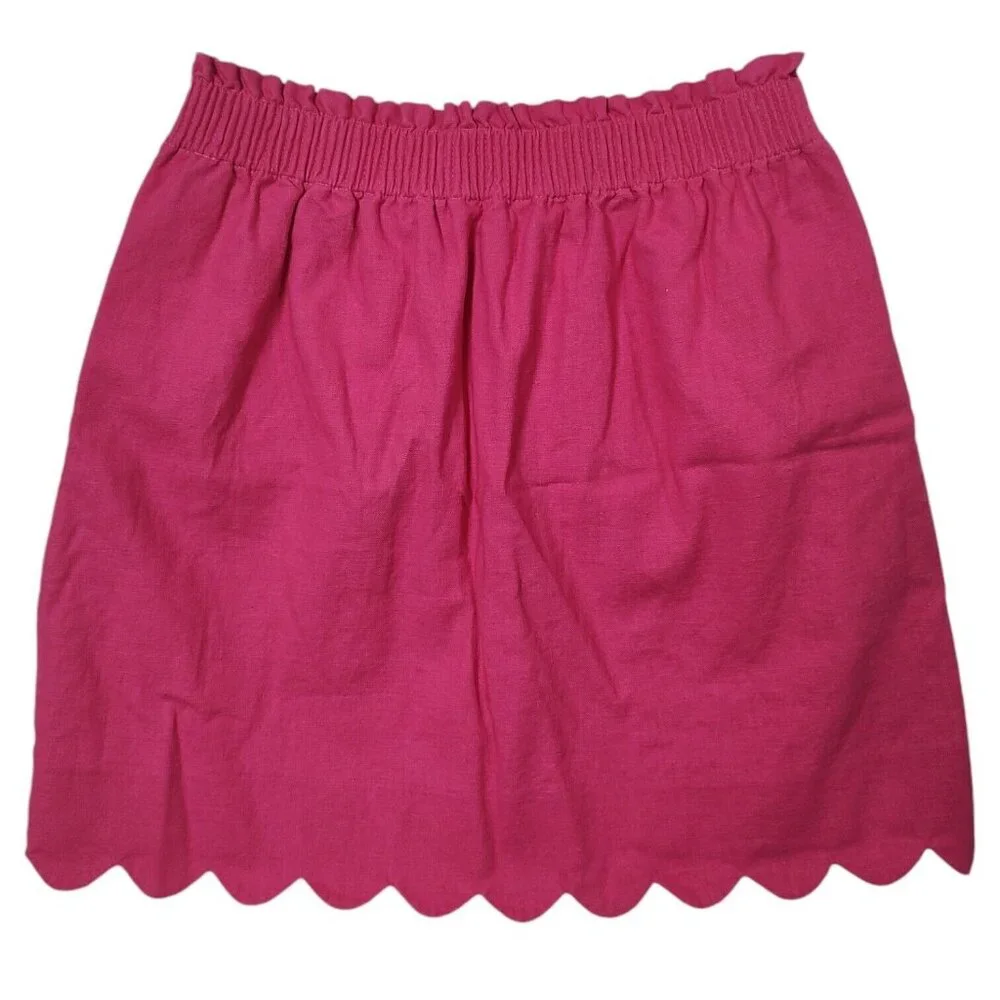 J. Crew Women's Pink Berry Scalloped Sidewalk Skirt Size 2